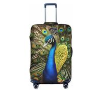 SSIMOO Housse de bagage élégante avec motif papillon violet, expérience de style et fonctionnalité, parfait compagnon de voyage, Plumes de paon, Small