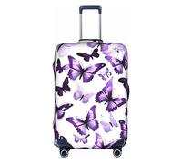 SSIMOO Housse de bagage élégante avec motif papillon violet prune, expérience de style et fonctionnalité, parfait compagnon de voyage, Papillons blancs et violets, Medium