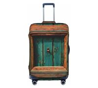 SSIMOO Housse de bagage élégante en forme de poulet jaune, expérience de style et fonctionnalité, parfait compagnon de voyage, Porte en bois antique rustique 2, Small