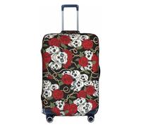 SSIMOO Housse de bagage élégante en forme de raton laveur, expérience de style et de fonctionnalité, parfait compagnon de voyage, Tête de mort et roses cool, X-Large