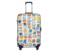 SSIMOO Housse de bagage élégante motif palmiers de Los Angeles, expérience de style et fonctionnalité, parfait compagnon de voyage, Théières et tasses dessinées à la main 2, Small