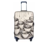 SSIMOO Housse de bagage élégante motif palmiers de Los Angeles, expérience de style et fonctionnalité, parfait compagnon de voyage, Théières et tasses dessinées à la main 1, Small