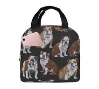 SSIMOO Sac à déjeuner isotherme avec motif bouledogues anglais - Sac fourre-tout polyvalent, parfait pour les déjeuners de travail - Gardez vos repas frais