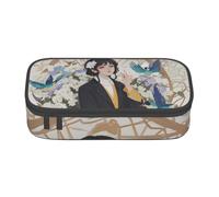 SSIMOO Trousse à crayons en tissu Oxford à motif floral rouge - Grande capacité - Organiseur de papeterie portable avec fermeture éclair, Fleurs et oiseaux de gardénia, Taille unique