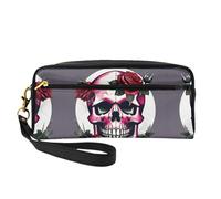SSIMOO Trousse de maquillage de voyage à imprimé martial Silhouettes Of Martial pour le rangement des cosmétiques et des produits de beauté essentiels, Tête de mort rose., One Size