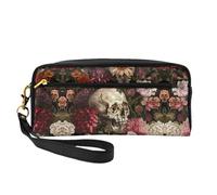 SSIMOO Trousse de maquillage portable avec imprimé planète univers, parfait compagnon de voyage, conçu pour de multiples utilisations, Tête de mort florale., One Size