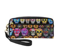 SSIMOO Trousse de maquillage portable avec imprimé planète univers, parfait compagnon de voyage, conçu pour de multiples utilisations, Tête de mort rose., One Size