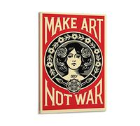 SSJS Impression sur toile « Make Art Not War » - Décoration murale à thème salle de classe, bureau - 20 x 30 cm