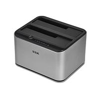 SSK Aluminum Hard Drive Docking Station, USB 3.0 to SATA Dual Bay External HDD Dock Caddy Reader for 2.5 & 3.5 inch SATA HDD SSD, with UASP Offline Cloner/Duplicator Function(2x16TB Supports)