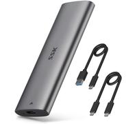 SSK Boîtier SSD M.2 NVMe SATA, Adaptateur SSD M2 USB 3.2 Gen 2, Aluminum Disque Dur Boitier Externe pour 10 Gbit/s NVMe PCI-E 6 Gbit/s SATA M-Key/B+M Key 2242 2260 2280 Supporte UASP Trim S.M.A.R.T