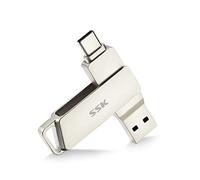SSK Clé USB 128 Go USB C Double Connecteurs, Type C et USB 3.2 Mémoire Stick, Stockage Données Pendrive avec Une Vitesse de Transfert de données allant jusqu'à 200 Mo/s