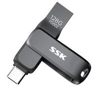SSK Cle USB 3.2 128 Go, Vitesse de Lecture jusqu'à 200 MB/S, clé USB Double avec Type C et USB-A,Clef-USB Robuste en métal Noir pour Smartphone, Tablettes, MacOS,iphone 15 Stockage,Voiture,TV
