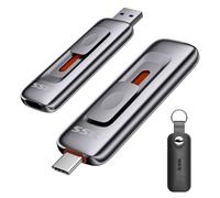 SSK Clé USB SSD 512Go Vitesse jusqu'à 1000 Mo/s, Double Cle USB 3.2 Gen2 Disque dur Externe, Type-A + Type-C Mécanisme Push-Pull 3 Étapes SSD Externe Portable pour iPhone 15/16/17-Série/Android/PC/Mac