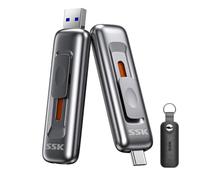 SSK Disque Dur Externe SSD 1 to, Jusqu’à 560 Mo/s, Double Lecteur USB-C/A | Double lecteur coulissant USB-C/A, disque SSDUSB 3.2 Gen 2 pour iPhone 15/16/17, Android, Windows, Mac, tablette et TV
