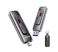 SSK Disque Dur Externe SSD 512 Go, Vitesse de Lecture jusqu'à 560 Mo/s, avec Double Lecteur Coulissant Type-C + A, Disque SSD USB 3.2 Gen2 pour iPhone 15/16/17 /Android/Windows/TV