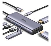 SSK Powered USB 3.2 Hub 7 in 1 USB C Adapter with Dual HDMI,2 USB A&2 USB C 3.2 Gen 2 Data Ports Hub,100W PD Charging USB hub for iPad,MacBook Pro/Air,Flash Drive,iPhone 15,Laptops