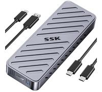 SSK SSD NVMe Boîtier, boîtier SSD PCIE M.2 20 Gbit/s, NVMe vers USB C 3.2GEN2X2, Adaptateur NVMe 2280/2260/2240/2230, Lecteur SSD M-Key/B+M Key avec indicateur LED en Alliage d'aluminium