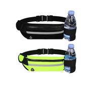 SSKHE 2 Pièces Ceinture Running, Réglable Ceinture Course a Pied, Ceinture de Course avec Porte Bouteille et Prise Casque, Ceinture Sport Sacs Bananes de Sport Réglable Etanche pour Homme Femme