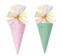 SSKHE 2 STK Kleine Schultüte - Mini Schultüte Kita Tüte Kindergarten Schultüte Geschwistertüte, Rose+Grün, Einschulungsgeschenk für Schüler Jungen Mädchen