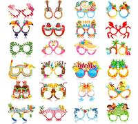 SSKHE 24 Lunettes de Fête Hawaïennes,Hawaii Tropicales Fêtes Papier Lunettes Piscine de Plage d'Été Fête Lunettes,hawaïen tropical parfaits accessoires,décorations de fêtes tropicales hawaïennes pour