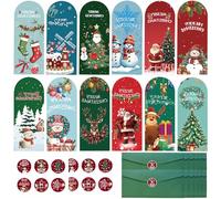 SSKHE 24PCS Christmas Cards, Christmas Money Wallets Set - 12 Unique Designs with Christma Cards, Thick Durable Paper, Money Wallets for Cash Gifts Christma Family Friends