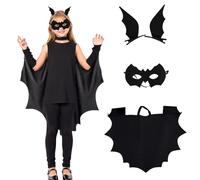 SSKHE 3 piece Bat Cape Costume Ensemble avec Masque pour les Yeux et Clips de Cheveux Diable Halloween Habiller Ensemble de Costume d'Halloween pour les Enfants