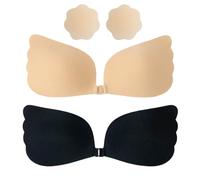 SSKHE 4PCS Adhésif Soutien-Gorge Grande Poitrine pour Femmes,Collant pour Mariage,Vêtements de Bureau,Feuilles de Fleurs de Silicone Antidérapantes