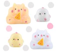 SSKHE 4PCS Taba Squishy Kit with One White&Yellow Hamster, One White&Yellow Chick, Tiny Pinch Toys are Easy to Carry Around and decompress at Any Time，Relief Fidget Toys for All Ages