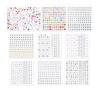 SSKHE 9 Feuilles d'Autocollants de Paillettes pour le Visage, Autocollants de Cristal pour Tatouage de Visage Coloré, Autocollants Multi-styles de Pierres Précieuses pour le Maquillage de Fête