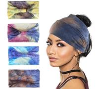 SSKHE Afrique Bandeau Femme 4 Pcs Foulard Large Boho Bandanas Serre Tete Bohème Headband Élasticité Multicolore Accessoire Cheveux