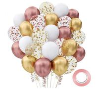 SSKHE Ballons en latex dorés et roses,lot de 60 ballons confettis,ballons à l'hélium de 30 cm pour anniversaire,mariage,baby bapteme