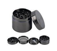 SSKHE Broyeur à herbes grises, broyeur portable en alliage de zinc à 4 couches avec grattoir de capture de pollen, plateau magnétique et tamis pour le café aux épices de foin, cuisine salle à manger