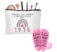 SSKHE Cadeaux d'anniversaire Significatifs pour Les Femmes de 50 Ans,50 Ans Anniversaire Cadeaux Sacs Cosmétiques, Chaussettes Personnalisées, Personnalisées 50 Ans Dame Présenter des Idées pour Mama