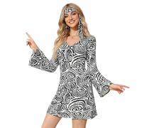 SSKHE Costume Disco Style Années 70, Deguisement Disco Femme, Dancing Queen, Robe Déguisement de Carnaval (M)