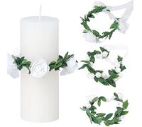 SSKHE Ensemble Décoratif de Bougies 3PCS, Design Élégant de Couronne, Parfait pour Communion, Mariages, Baptêmes et Occasions Spéciales, Anneaux de Bougie Premium de 4-5cm