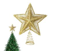SSKHE Étoile Pointe Sapin de Noël - Décoration Étoile Glitter Christmas Tree Topper Decoration Christmas Tree Star Decorations Reusable, Étoile Pailletée Dorée, Décor Noël Festive Vacances (Or)