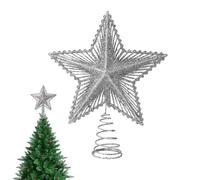 SSKHE Étoile Pointe Sapin de Noël - Décoration Étoile Glitter Christmas Tree Topper Decoration Christmas Tree Star Decorations Reusable, Étoile Pailletée Dorée, Décor Noël Festive Vacances (Argenté)