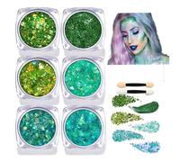 SSKHE Festival Glitter Gesicht Face,Pack of 6 Face Body Glitters Gel Chunky Glitter Sequin,Paillettes Loisirs Creatifs Halloween Make-up,CarnivalFestival Accessories Gadget (Green)