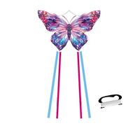 SSKHE Grand Cerf-Volant Papillon Coloré pour Enfants & Adultes - Facile à Voler avec Conception Unique et Longue Queue - pour Parc & Activités Familiales en Plein Air (Blau Rosa)