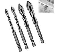 SSKHE High-Strength Eccentric Drill Bit Set With Carbide Tip for Tile, Glass, Brick, Cement, Plastic, Wood and More - Multi-Purpose Industrial Strength 4 Pcs (6+8+10+12)