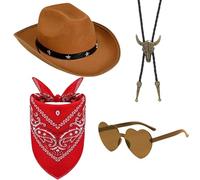 SSKHE Kit d'accessoires de déguisement western cowboy, Tenue de cowboy unisexe pour Halloween, carnaval et fêtes de cosplay | Accessoires essentiels de cowboy
