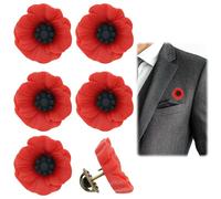 SSKHE Lot de 6 broches en forme de coquelicot pour le jour du Souvenir, Lest We Forget - Pour vétérans, jour commémoratif du jour de la Vège, épinglettes à fleur rouge pour femmes, hommes, vêtements