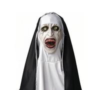 SSKHE Masque d'nonne effrayante pour Halloween - Masque latex complet avec foulard, masque creepy The Nun pour adultes et enfants, accessoire de costume pour fêtes et cosplay