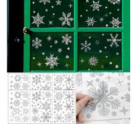SSKHE Noël flocon de neige autocollants de fenêtre, pas de colle amovible réutilisable fenêtre attaches décoration, attrayant argent glitter design, idéal pour Noël affichage et décor