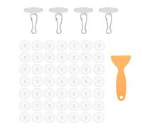 SSKHE Pack de 50 Crochets Adhésifs Transparents pour Plafond et 1 Petit Râcleur, Crochets Adhésifs Plafond avec Attaches Guirlande, Fixations Plafond Sans Percer pour Chambre à Coucher, Salle de Bain