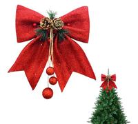 SSKHE Rouge Glitter Topper arcs pour Arbre de Noël, Grandes couronnes de Paillettes cravattes pour Noël Tree Topper, 25 * 30CM Mousse Arc Ornements pour Guirlande décor Fournitures