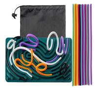 SSKHE Sensory Activity Board, Silicone Fidget Toys with Portable Bag and 20 Strings, for Kids 3+ & Adults Travel for Stress Relief, Calming, Focus, ADHD and Autism