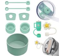 SSKHE Stanley Cup Accessoires, set d'accessoires pour tasse verte, comprend 4 bouchons en silicone anti-fuite, 4 couvertures, 1 bateau en silicone pour Stanley Cup de 1,2 L et 850 ml