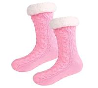 SSKHE Womens Fluffy Slipper Grips Socks Chaussette Chausson Antidérapantes Femme Winter Thick Warm Thermal Fleece Cosy Plush Cabin Home Non Slipper Socks Christmas Gifts for Girlfriend Girls,Pink