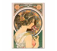 SSLDP LFHLI Affiche Alphonse Mucha Vintage Flower Woman Wall Art Peinture et Estampes sur Toile Alphonse Mucha Décoration Nordique 40x60cm sans Cadre